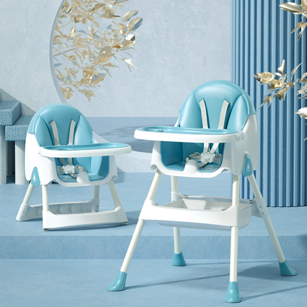 baby in blue high chair