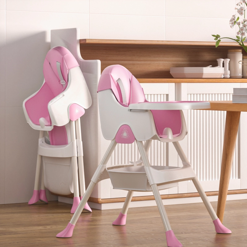 pink high chair for baby